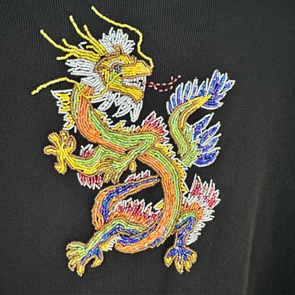 Lucia Burns Vintage Beautiful Beaded Shimmering Dragon Trendy Y2K Top Size Large - Picture 2 of 6
